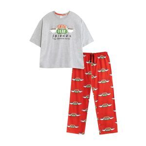 Friends Womens/Ladies Logo Short-Sleeved Long Pyjama Set / Gray/Red
